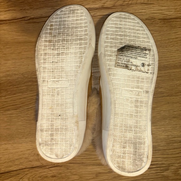 Cute Tan Slip On Sneakers With Faux Fur - Picture 2 of 3